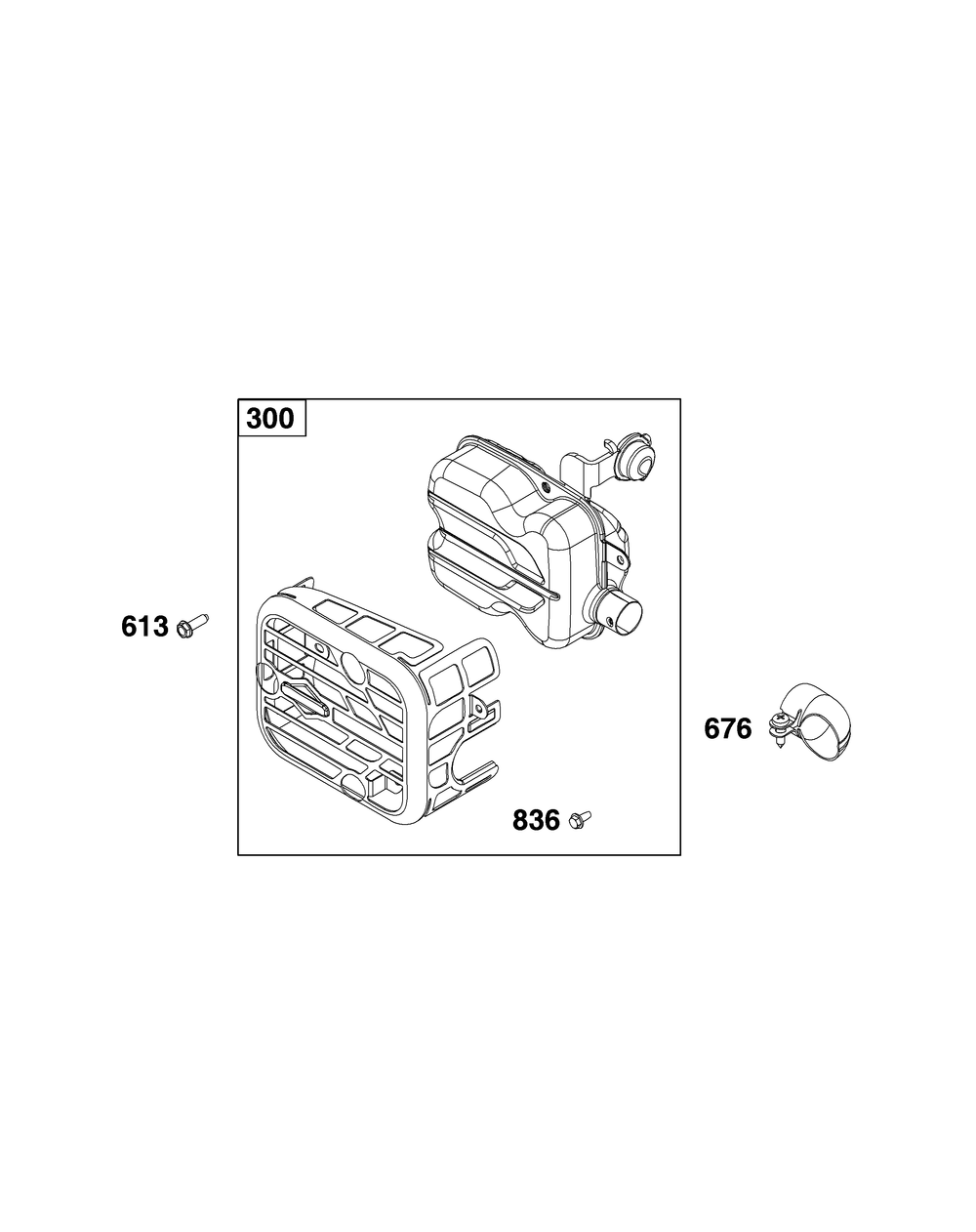 Exhaust Group Diagram and Parts List for 092J0B-0014-H5 020000 - 09Z999 Briggs and Stratton Engine